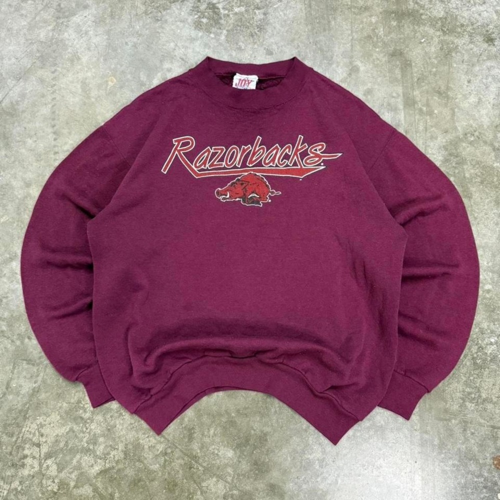 Vintage 90s Arkansas Razorbacks Red Crewneck Sweatshirt Size M
